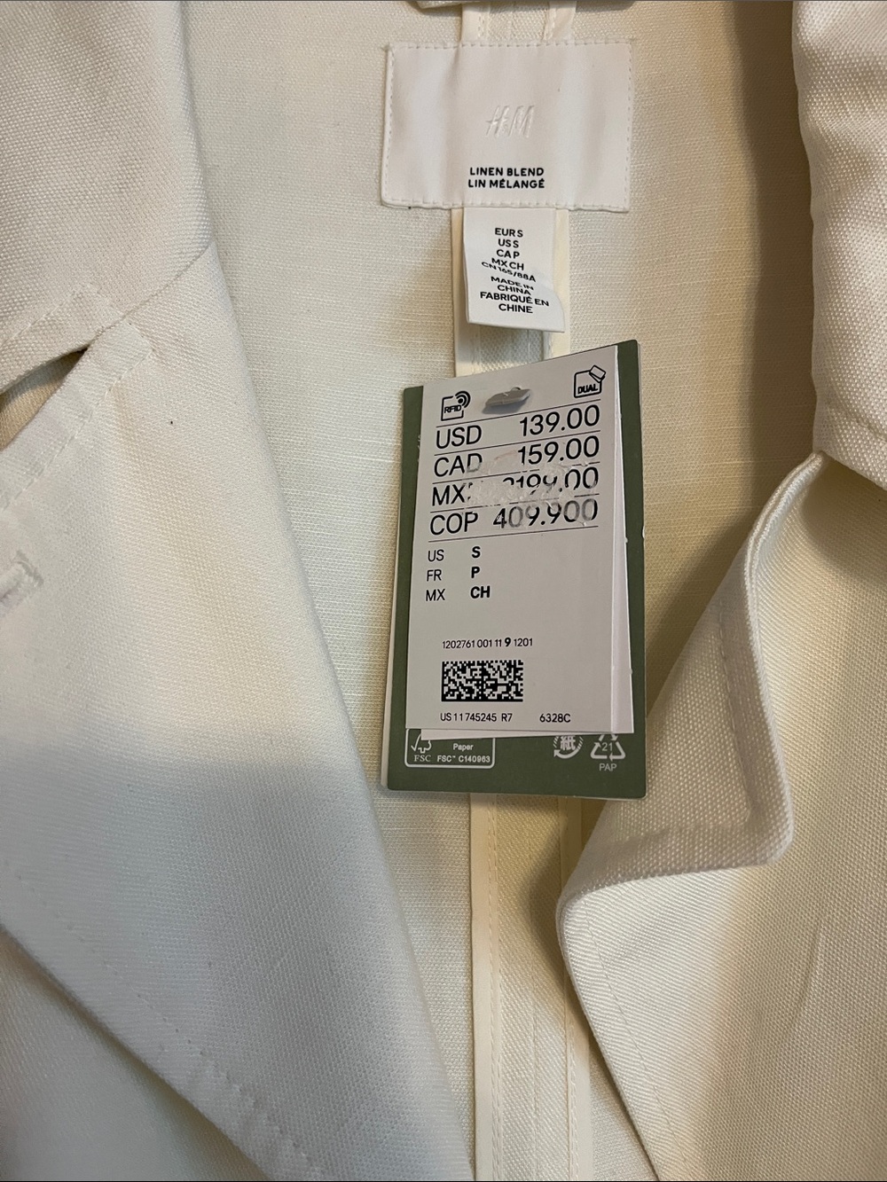 H&M Linen Blend Jacket in Off-White - Picture 6 of 9